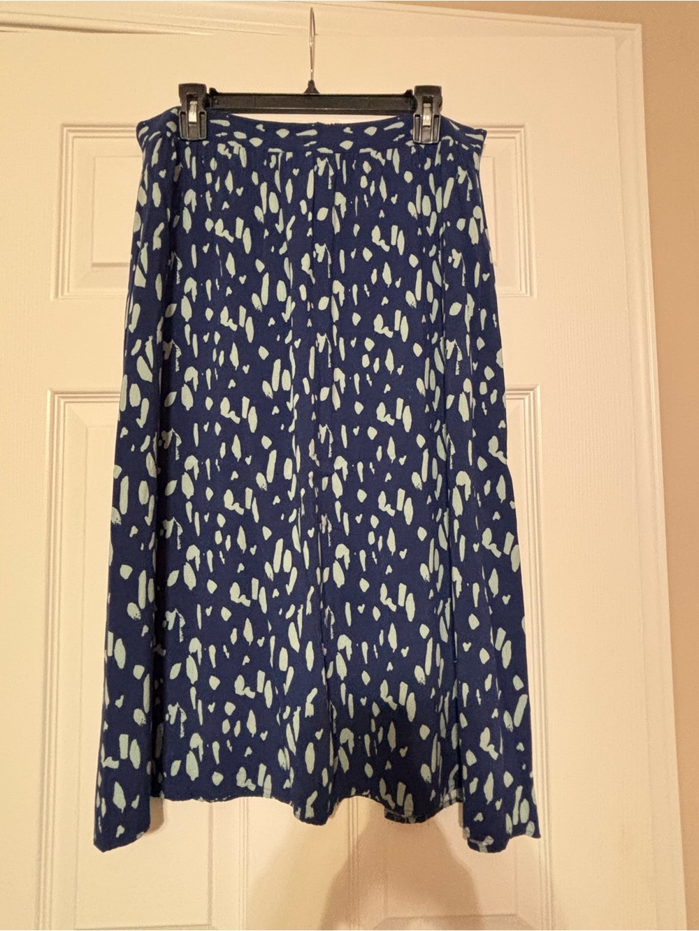 Nine West Navy Blue Printed A-Line Skirt with Light Blue Spots